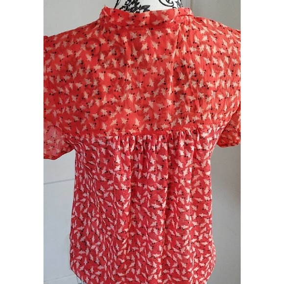 Super cute coral Ann Taylor LOFT short-sleeve blse - Picture 3 of 3